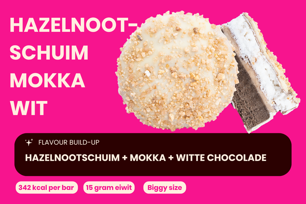 Hazelnootschuim Mokka Gebakje Wit